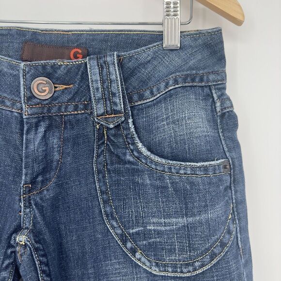 G By‎ Guess Blue Jeans Claudia Bootcut Denim Women Size 27 Zip Pockets - Picture 4 of 9